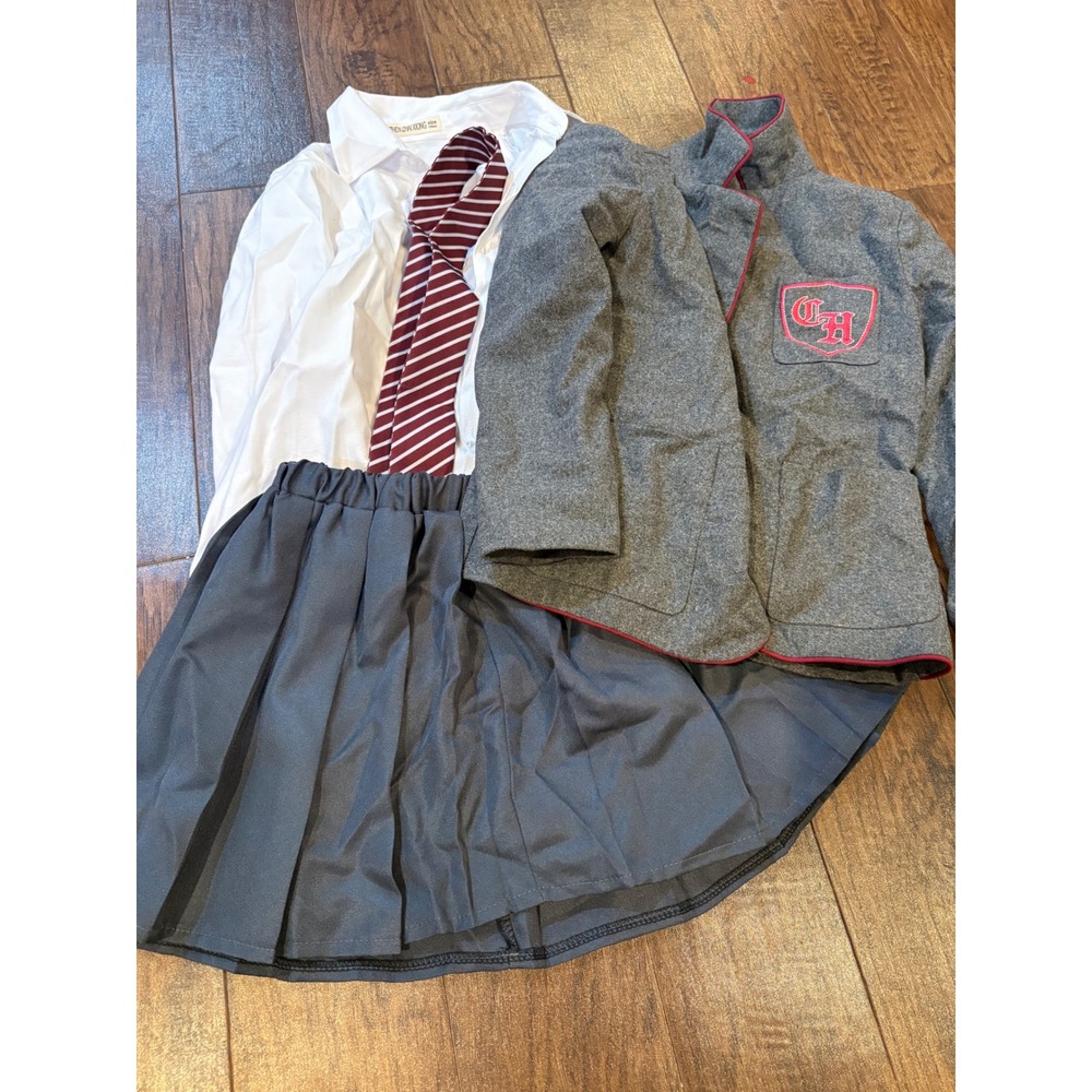 Matilda Costume Girls 8/10 School Uniform Gray Blazer Skirt Halloween Preppy